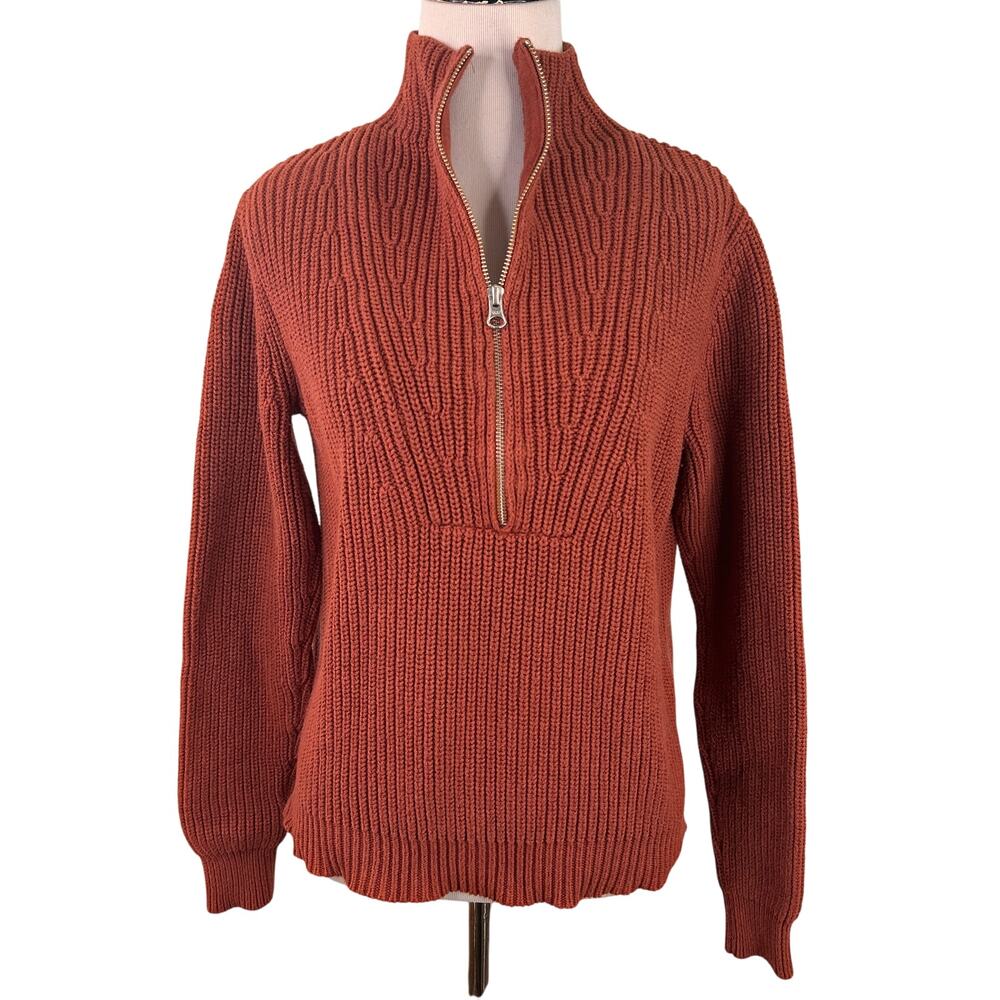 Veronica Beard Misty Half Zip Sweater in Rust Size Large